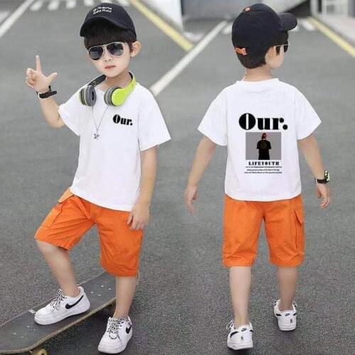 Boys Clothing Sets Summer 2021 Cotton Teenage Kids Boys Suit For 4 6 8 10 12 Years Children Short Sleeve Shirt Shorts Set