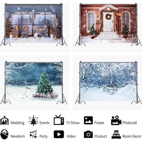 Beautiful Snow Scene Christmas Tree Photo Baby Photography Background Customized Photographic Backdrop For Studio Shooting