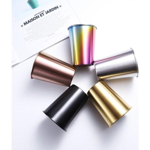 Titanium Plated Gold PVD Cold Drinking Beer Stainless Steel Mugs Cocktail Wine Tumbler Coffee Mugs Travel Camping Water Glass