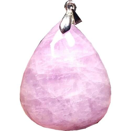 Top Natural Purple Kunzite Pendant Jewelry For Women Man Gift Crystal Stone Silver 33x27x9mm Beads Water Drop Gemstone AAAAA
