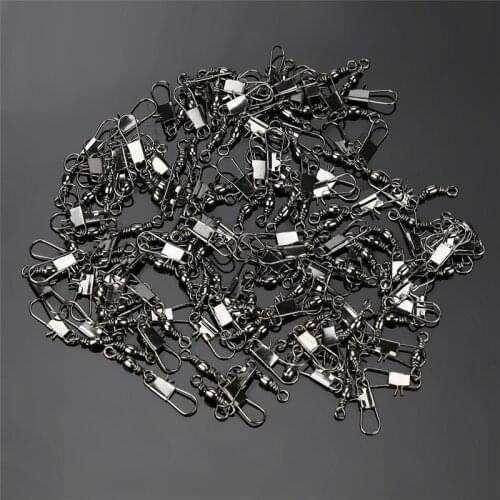 Hot Sale Fishing Accessories 100pcs Fishing Barrel Swivel Pin Connector Solid Rings With Interlock Snap Pesca Accesorios 7