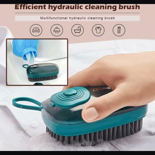Multifunctional Hydraulic Cleaning Brush Automatic Liquid Filling Laundry Brush Bathroom Kitchen Pot Cleaning Brush 3 Colors