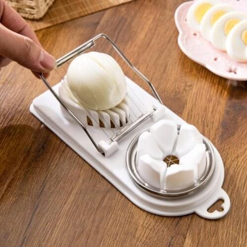 Creative Egg Slicer Cooking Tools 2in1 Cut Multifunction Kitchen Egg Slicer Sectione Cutter Mold Flower Edges Gadgets LX8021