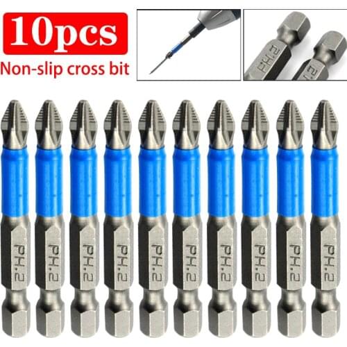 3/5/10Pcs 50mm PH2 Drill Head Screwdriver Bits Cross Bit Hand Tools Anti Slip Electric Hex Shank Magnetic Screwdriver Drill Bit