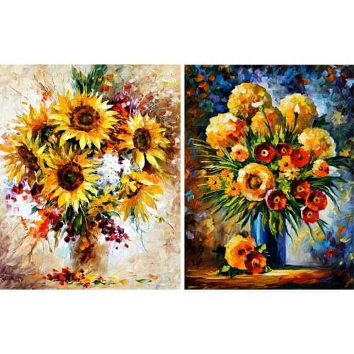 Wall Art For Kitchen Abstract Sunflowers Oil Paintings Hand Painted Canvas Artwork Modern Flowers Pictures Bathroom Living Room