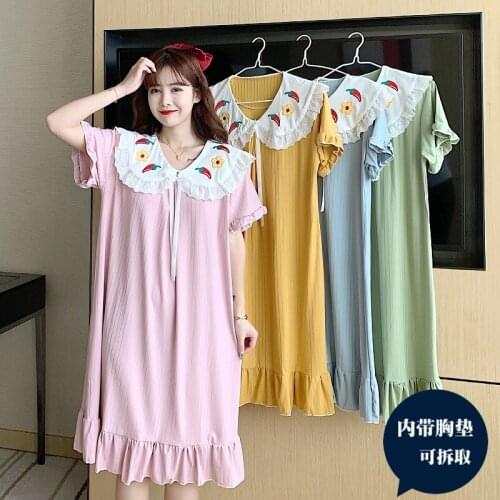 2021 Summer Short Sleeve Sweet Princess Nightgowns for Women Korean Sleepwear Night Dress Nightdress Students Dress Home Nighty