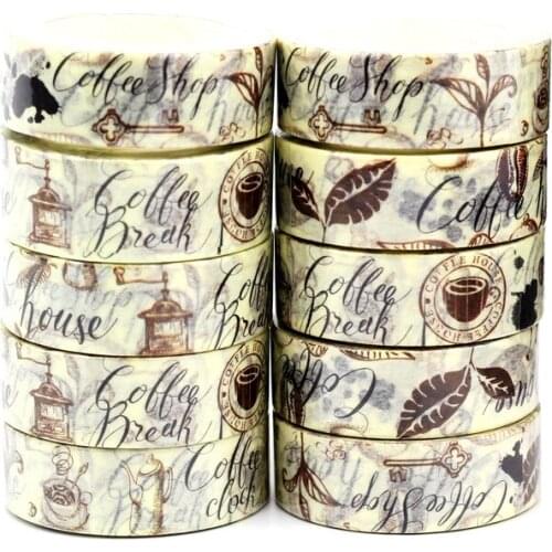NEW 10pcs/Lot Decorative Cute Coffee Break Washi Tapes Japanese Paper Bullet Journal Adhesive Masking Tape Stationery