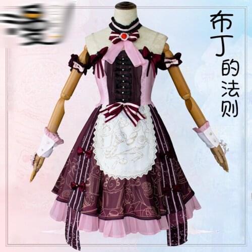 New!Game Miracle Nikki Cosplay Pudding Rule Daily Dark Red Lolita Princess Dress Full Set Costume N