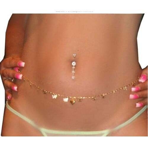 New Body Jewelry Simple Sexy Butterfly Bikini Belly Waist Chain gold and silver plated color