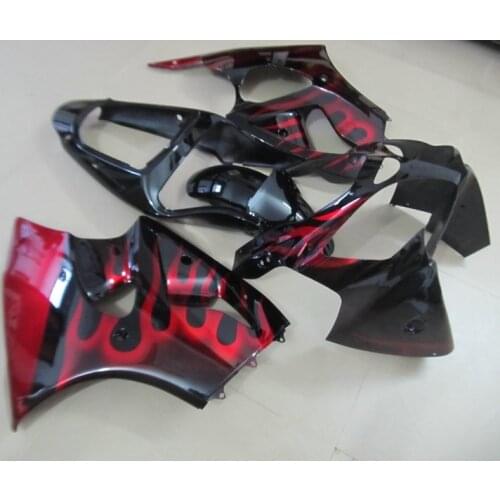 Customize free injection mold for Kawasaki Fairings kit ZX 6R 2000 2001 2002 ZX6R 00 01 02 red flame motorcycle fairing bodykits