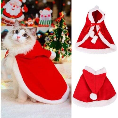 Pet Cat Clothes Funny Christmas Halloween Costumes Winter Warm Plush Coat Small Cat Kitten Hoodie Puppy Dog Clothes