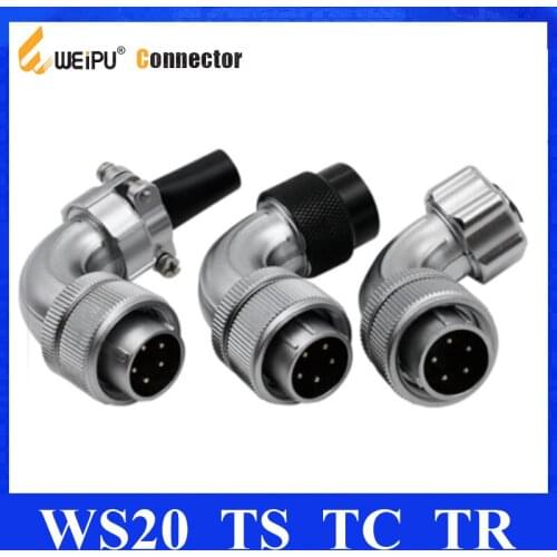 Original Weipu WS20 Connector TS TC TR 2 3 4 5 6 7 9 12 Pin Male plug Angled Sleeve Cable Plug Charging Industrial Connectors