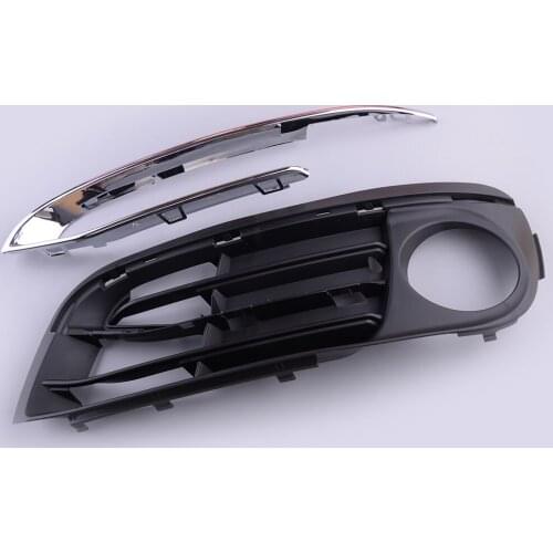 Front Left Fog Light Cover Grille Bezel with Chrome Trim Fit for BMW 5 Series F10 F11 ActiveHybrid 5 Base 6Cyl 2014 2015 2016