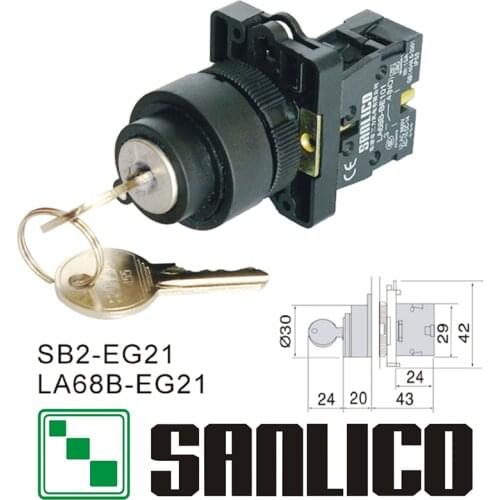 Key lock switch selector switch rotary switch knob switch two or three position SB2(LA68B XB2)-EG21
