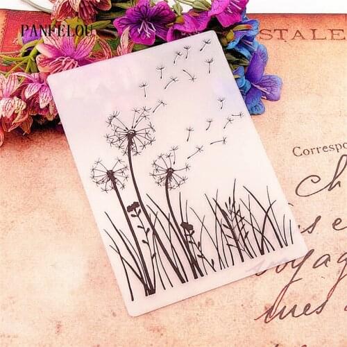 PANFELOU The dandelion card leaf Embossing folders Plastic For Scrapbooking DIY Template Fondant Cake Photo Album Card Making