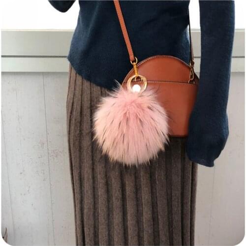 Real Fox Fur Pompom Keychain Pendant Pink Cute Natural Raccoon Fur Ball Bag Pedant Female Gray Female Genuine Fur accessory