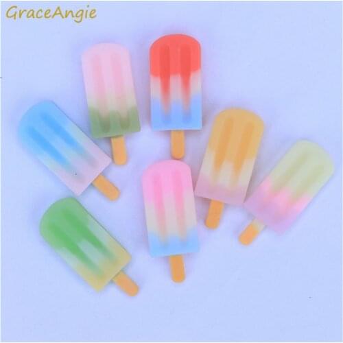 10pcs Colorful Ice Cream Scrapbooking Flatback Resin Mini Simulated Food Pendant For Woman Making jewelry DIY Earings Decoration