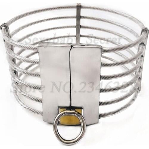 Role Play Stainless Steel Neck Collar with Lock,Fetish Slave Restraints Choking Rings Adult Games Sex Toys For Women Man Couples