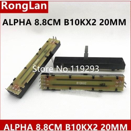 [SA]ALPHA 8.8 cm 88MM Straight slide potentiometers B10KX2 B10K DOUBLE 20MM shaft--10PCS/LOT