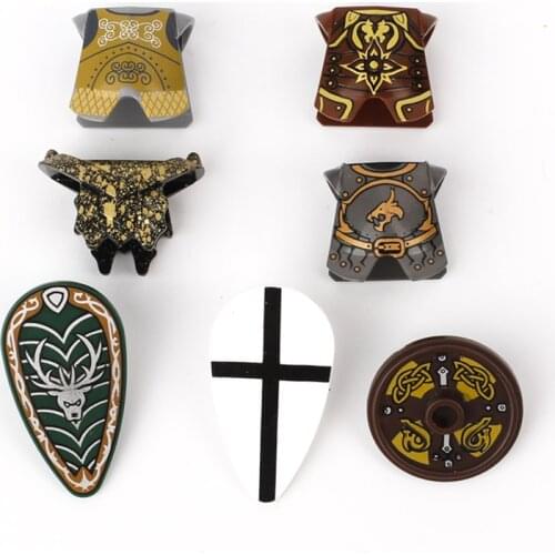 Medieval Knight Figures Weapons Accessories Building Blocks Military Armor Elf Shield Viking Pirates Bricks Compatible Toys C202