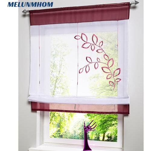 Embroidered Roman Short Curtains Tulle For Kitchen Sheer Curtain for Living Room Bedroom Blinds on the Windows cortinas dormitor