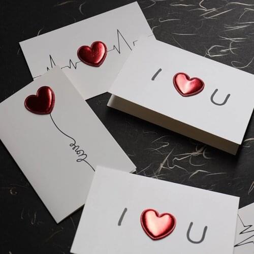 High Quality Leather Love Stereoscopic Greeting Card Love Postcard Wedding Invitation Greeting Cards Anniversary Valentines Day