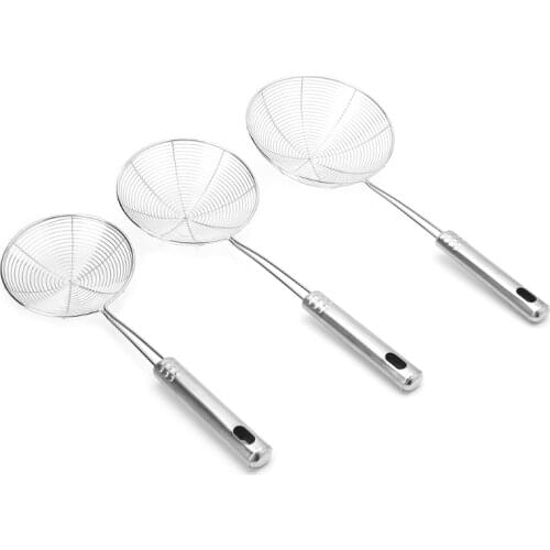 High Quality Solid Spider Strainer Skimmer Ladle With Handle Stainless Steel Kitchen Tool