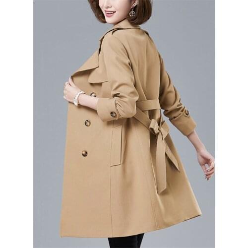 Trench Coat For Femme Spring Fashion 2020 New Long Chic Solid Color Sashes Office Ladies Slim Fit Windbreaker Outerwear r137