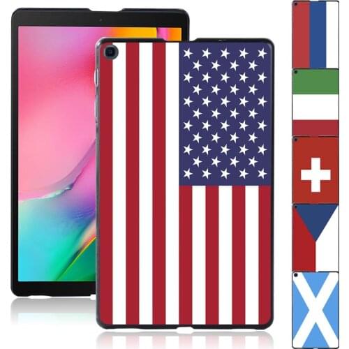 Tablet Hard Back Shell for Samsung Galaxy Tab A 8.0 (2019) T290 T295 Flag Pattern Plastic Slim Cover Case + Free Stylus