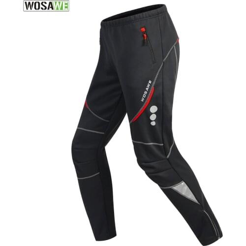 WOSAWE Winter Cycling Pants Warm Thermal Fleece Cycling Trousers Windproof Riding Bicycle MTB Road Bike Running Hiking Fishing