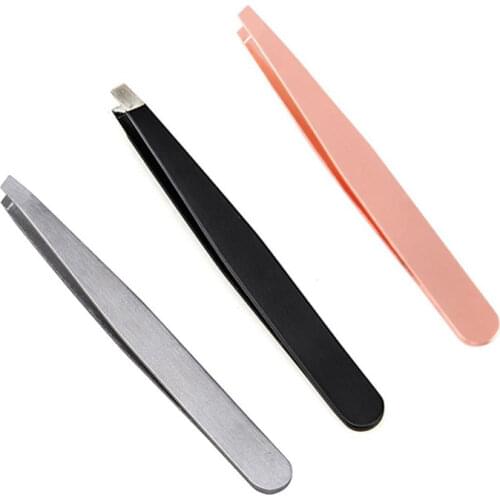 1PC Stainless Steel Eyebrow Tweezer Hair Pluckers Clip Slanted Puller Eyebrow Trimmer False Eyelash Extension Clip Makeup Tools