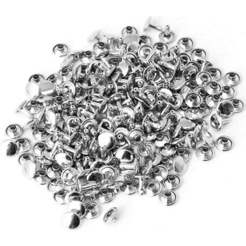 100x Double Cap Tubular Metal Leather Craft Repairs Studs Punk Spike Decor
