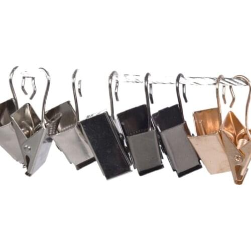 20pcs Metal Curtain Clips Household Clothes Storage Rack Laundry Hook Hanging Clothespin Shower Curtain Decorative Accessorie