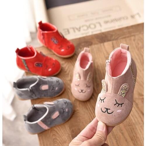 2019 girls snow boots childrens short tube boots cartoon boy cotton boots plus velvet baby autumn new childrens shoes