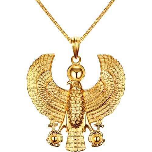 2021 Korean Version And Fashion Jewelry Stainless Steel Horus Pendant Gold Suitable For Mens Domineering Pendant Necklace