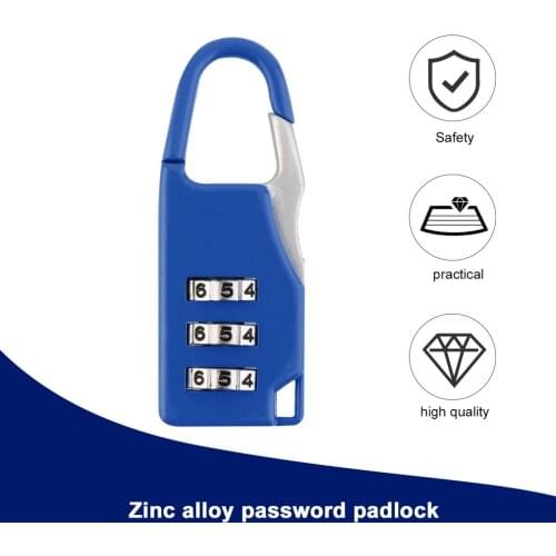 Security 3 Combination Travel Zinc Alloy Suitcase Luggage Bag Jewelry Boxes Tool Chests Code Lock Zipper Padlock Keyed Padlock