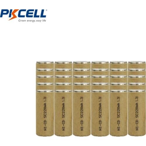 30PC PKCELL 1.2V 2200mah Ni-Cd Sub C Rechargeable Battey SUBC Cells Screwdriver Electric Drill SC NiCd Batteries Power Tool 10C