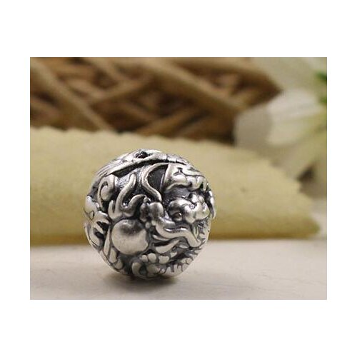 3D 100% 999 Silver Beads Pure Silver Power Dragon Beads Good Luck Dragon Beads DIY Bracelet Beads