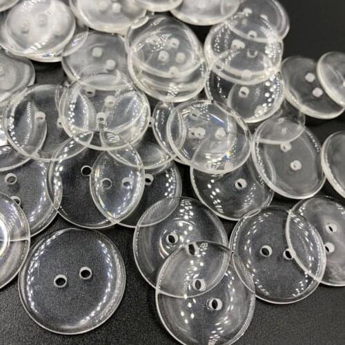 50P 25MM Transparent 2 Holes Plastic Buttons Apparel Supplies Sewing Accessories Wholesale PT179