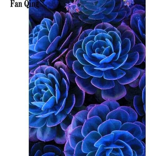 Blue Succulents 5D Diy Diamond Painting Full Square Round Rhinestone Embroidery Mosaic Handmade Cross Stitch Home Decor Gift
