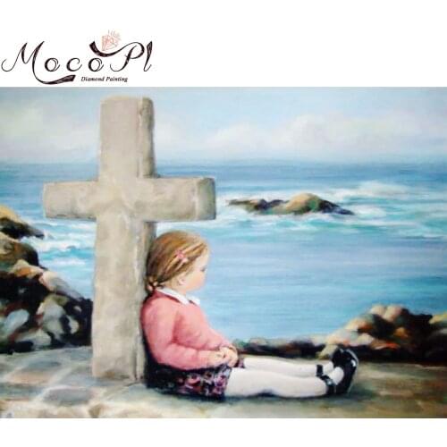 "Cross Girl"Diamond painting Full Drills Religion Diamond Embroidery Needlework Round/Square Mosaic Crafts DIY Gift Home Decor