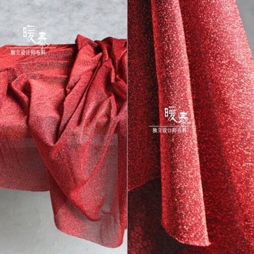 Shiny Red Stretch Fabric Diamond Sequins DIY Patchwork Party Home Decor Stage Clothes Skirt Wedding Dress Designer Fabric