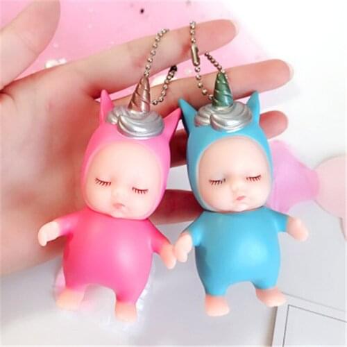 Angel Unicorn Key Chain Sleeping Baby Doll Ball Key Chain Animal Horse Car Keyring Holder Bag Pendant Charm Keychain Porte clef