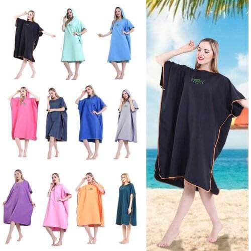 Microfiber Quick Dry Wetsuit Changing Robe Poncho Towel with Hood for Swim Beach Lightweight Beach Surf Poncho
