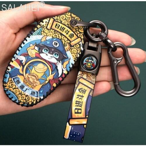 Colorful Leather Car Key Case Cover Protective For Geely LYNK&CO 01 02 03 05 2017 2018 Auto Smart Remote Key Shell Accessories