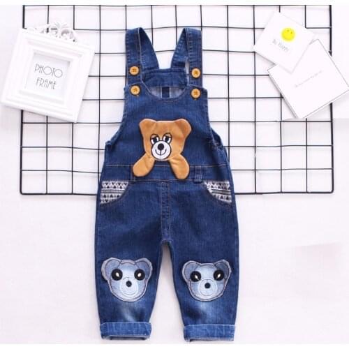 IENENS Toddler Boys Denim Overalls Baby Cartoon Dungarees Infant Long Pants Kids Boy Jeans Jumpsuit Clothes Clothing Trousers