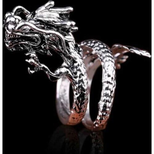 Hot sell new - free shipping Beautiful Tibet Silver very nice Panlong dragon luck Thumb Ring