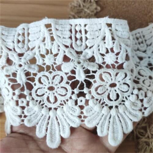 Cotton Embroidery Flower White Lace Fabric Trim Cotton Embroidered Lace Ribbons Fabric Trim DIY Sewing Handmade Craft Materials
