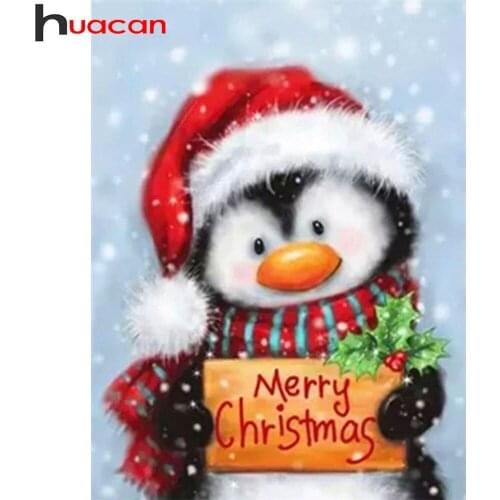 Huacan Diamond Mosaic Embroidery Penguin 5D DIY Diamond Painting Christmas Animals Paintings For Interior Creative Hobbies