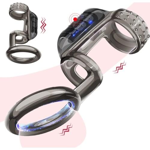 Penis Vibrator Ring Dick Sleeve Cock Ring Sex Toys for Men Glans Cover Enlargement Reusable Condoms Male Delay Ejaculation